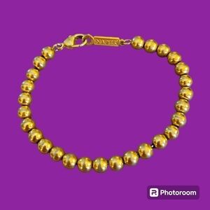 Vintage NAPIER Gold Plated Beaded Chain Bracelet